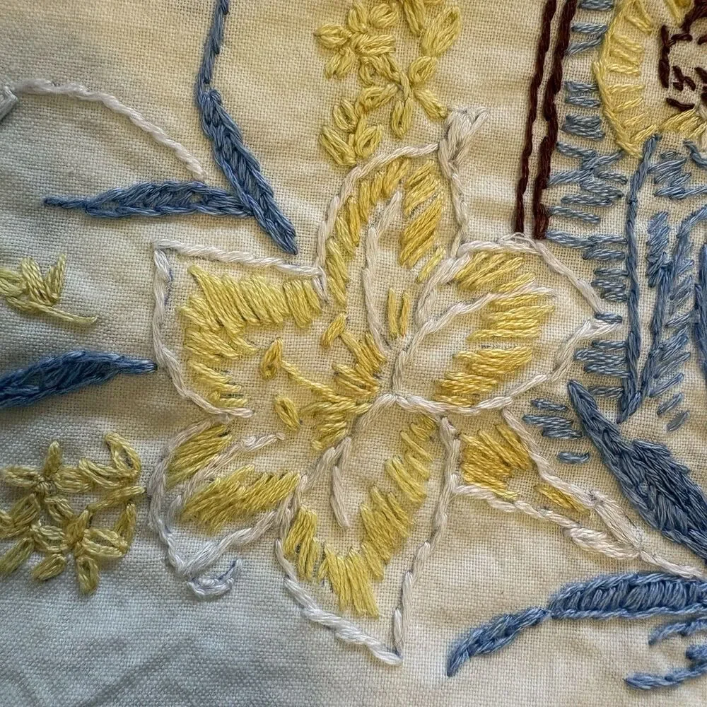 Embroidered Pillowcases Vintage (2) Madonna And Child Religious White